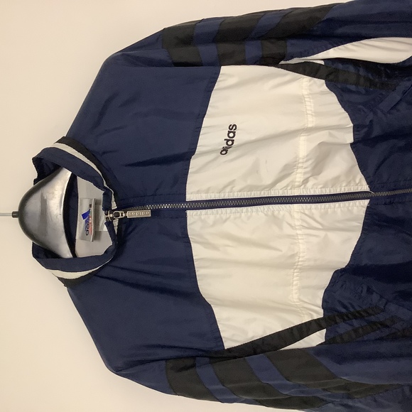 Vintage Adidas Full Zip Track Top - Size M Oversize - P2P 25” - Blue & White - Picture 3 of 4